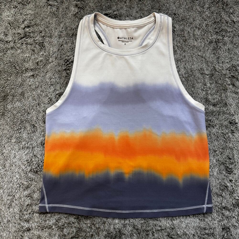 Athleta Shanti Watercolor Strip Cropped Tank Women's Small